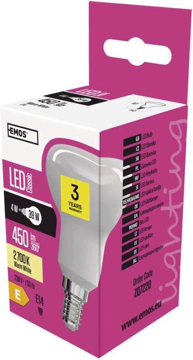 Produktbild Emos LED BULB CLASSIC R50 4W 450lm E14 WW (E14, 4 W, 450 lm, 1 x, E)