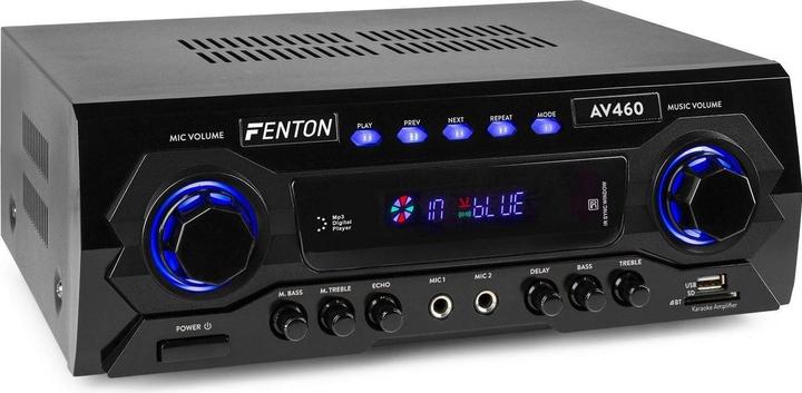 Karaoke Amplifier - Fenton AV460 - Bluetooth & 2 microfooningangen met echo en delay effect - 500W (Final stage)