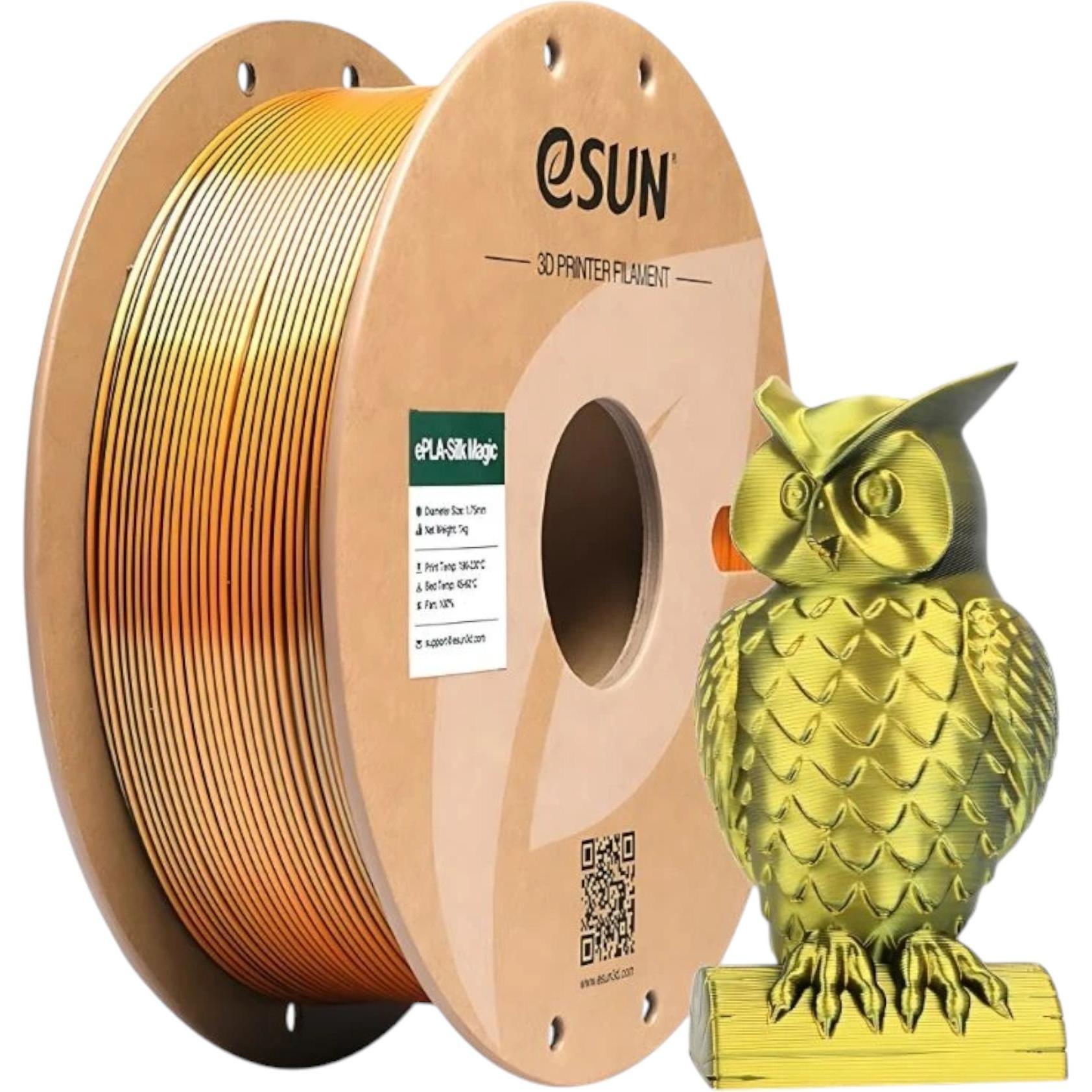 eSUN EPLA-SILK MAGIC 1,75mm BLACK GOLD 1kg (PLA, 1.75 mm, 1000 g, Mehrfarbig), 3D Filament, Mehrfarbig