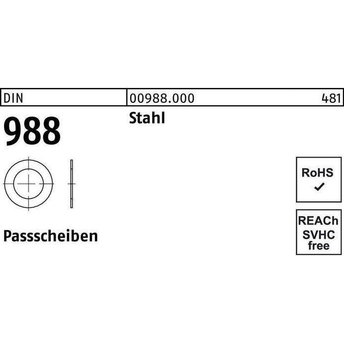 Reyher, Zubehör Befestigungstechnik, Passscheibe DIN 988 70 x 90x0,15 Stahl