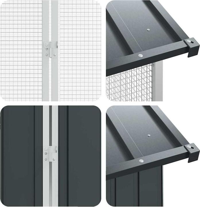 Actual product image vidaXL Aviary with extension anthracite 210x442x247 cm steel