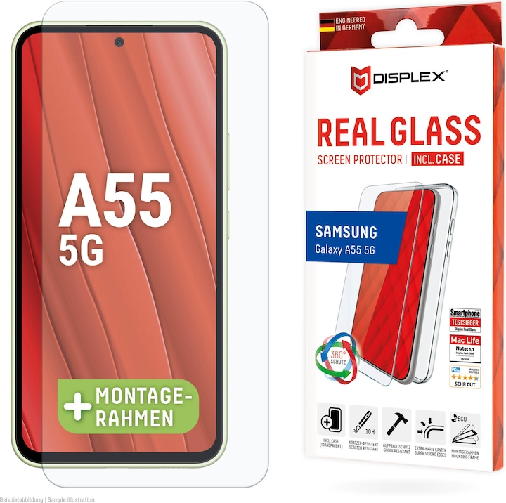 Image du produit Displex Real Glass, 2D Panzerglas + Handyhülle (1 pièce(s), Samsung Galaxy A55)