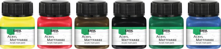 Actual product image Kreul Creativity set matte paint 6 x 20ml (Dark brown, Yellow, Green, Blue, Black, Red, 120 ml)