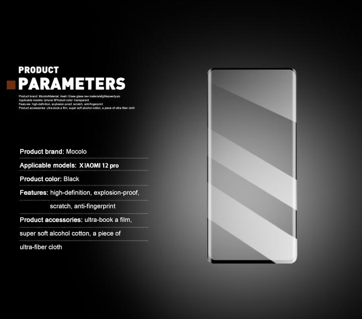 Produktbild Mocolo 3D 9H Vollkleber – Vollbild-Schutzglas für Xiaomi 12 Pro (schwarz) (1 Stück, Xiaomi 12 Pro)