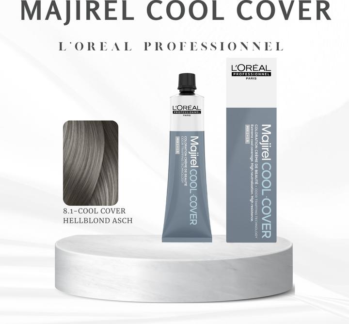 Produktbild L'Oréal Professionnel L'Oréal Majirel COOL COVER 8,1 Hellblond Asch 60 ml (8,1 Hellblond Asch)
