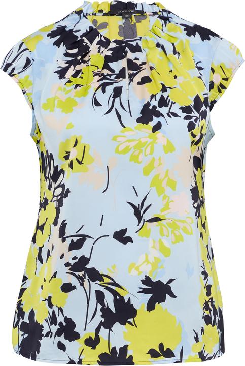 Image du produit Comma Bluse Gemusterte Satin-Bluse mit Raffung (44)