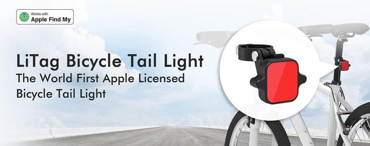 Actual product image Mili LiTag bicycle rear light with tag