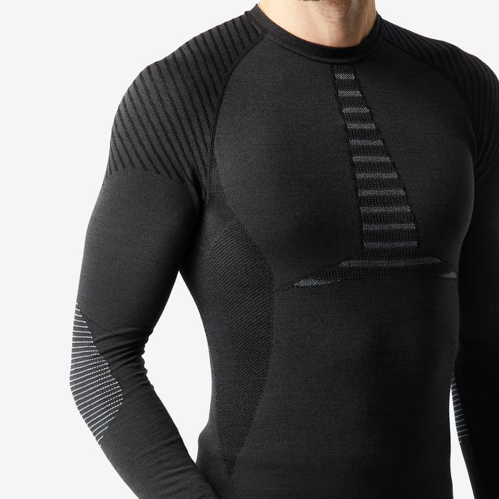 Actual product image Wedze Ski underwear functional shirt men's wool breathable - BL 900 black (XXL)