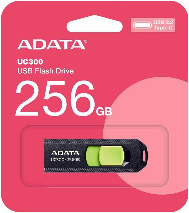 Image du produit Adata USB 256GB UC300 bkgn 3.2 Interface USB Type C USB 3.2 Gen 1 (256 Go, USB-C)