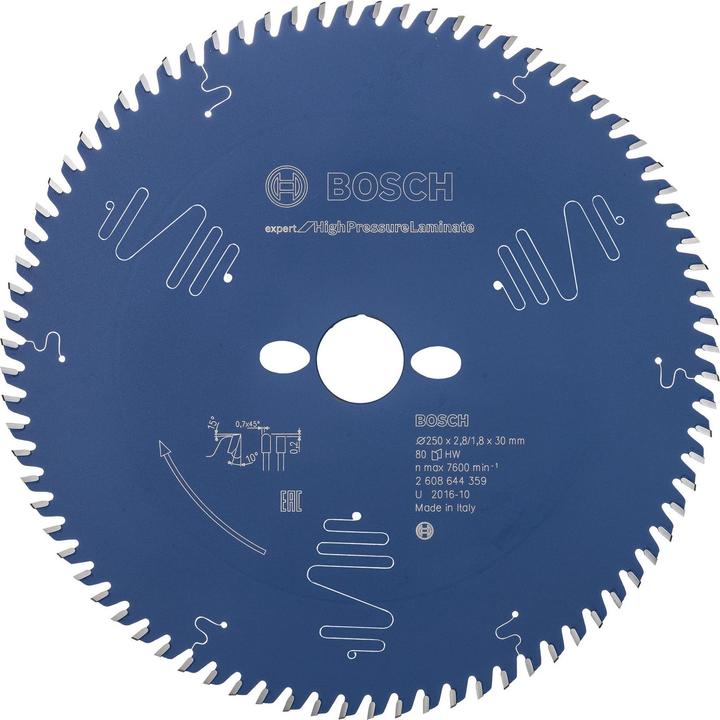 Produktbild Bosch Professional Zubehör Kreissägeblatt Expert for High Pressure Laminate, 250 x 30 x 2,8 mm, 80