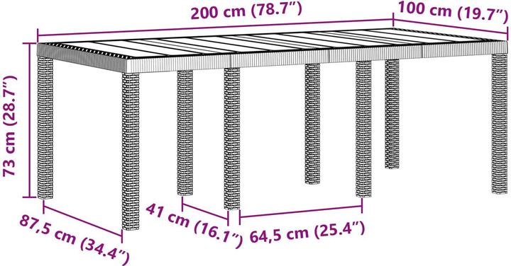 Produktbild vidaXL Gartenessen (200 x 100 x 73 cm)