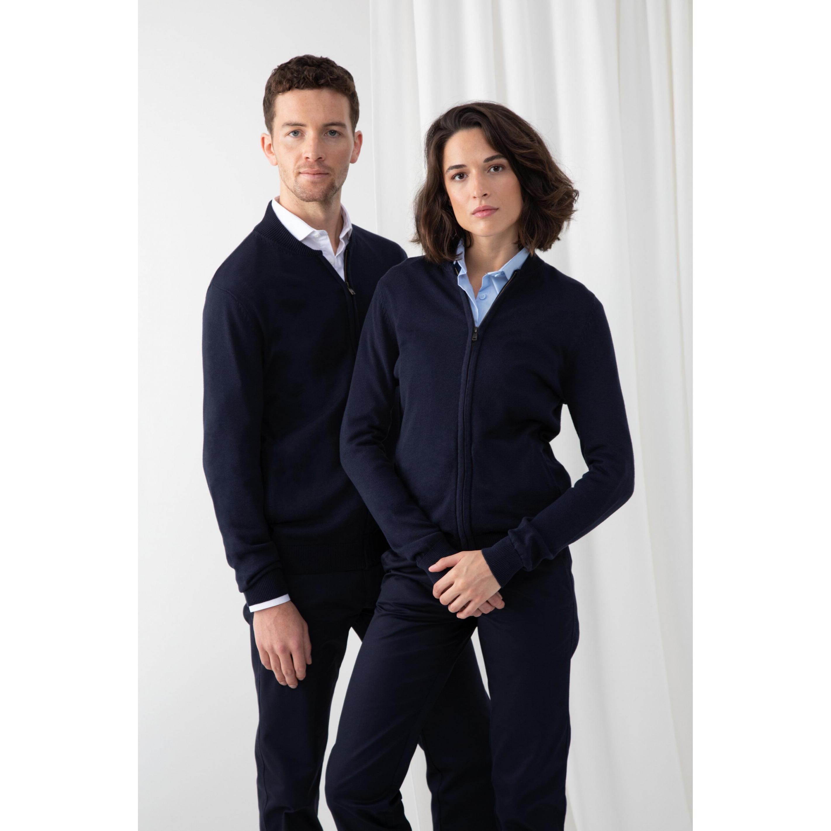 Thumbnail - Henbury, Herren, Pullover, Strickjacke mit Reissverschluss, Blau, (L)