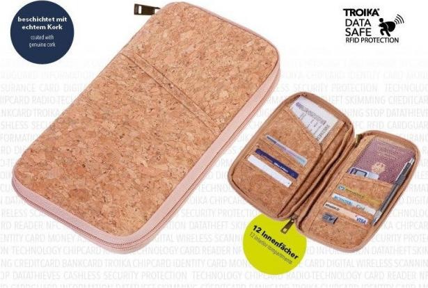 Actual product image Troika Credit case SAFE FLIGHT cork beige (Passport cover)