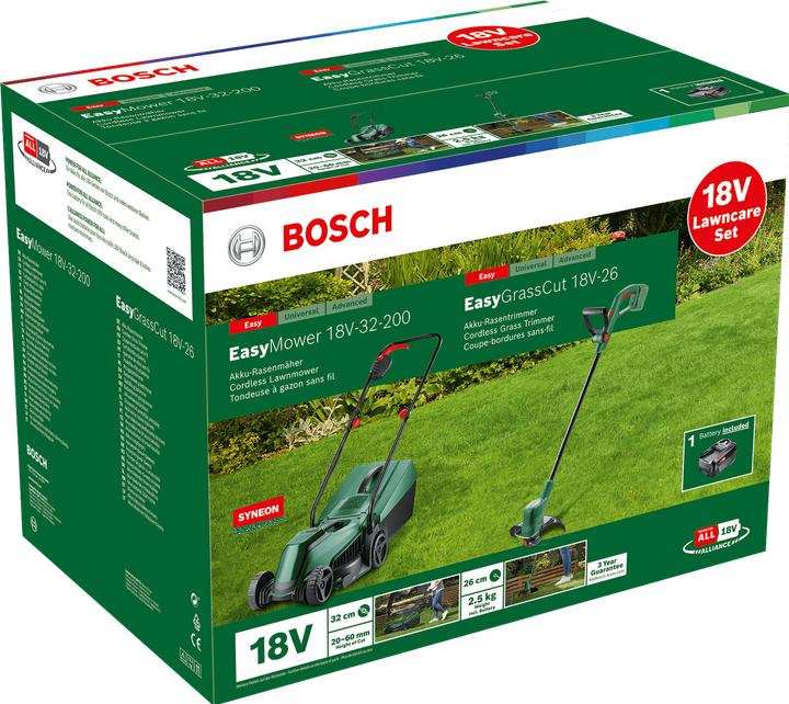 Actual product image Bosch Home & Garden EasyMower 18V-32-200 (1x4,0Ah) + EasyGrassCut 18V-26 (Baretool) (Rechargeable battery operated)