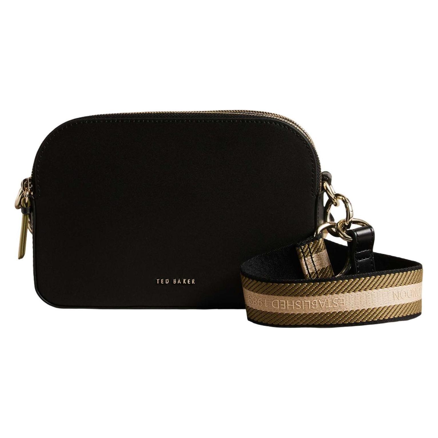 Ted Baker, Damen, Handtasche, Darcelo Branded Webbing Leather Camera Bag, Schwarz
