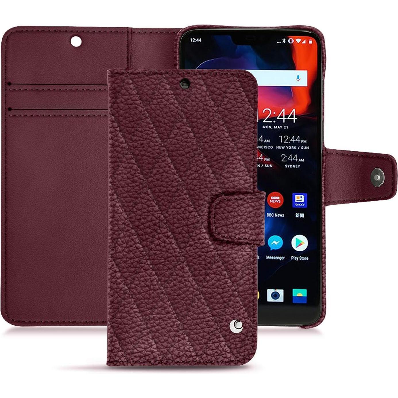 Noreve Lederschutzhülle Wallet (OnePlus 6), Smartphone Hülle, Violett
