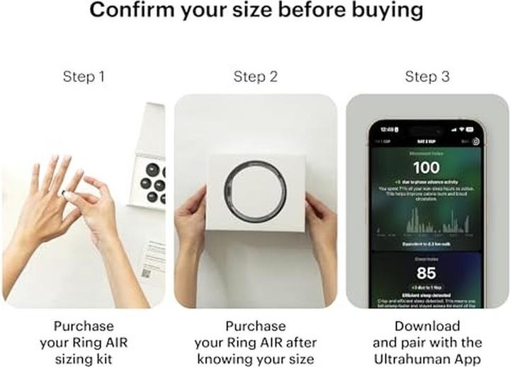 Actual product image Ultrahuman Ring AIR size 14 (60, Raw Titanium)