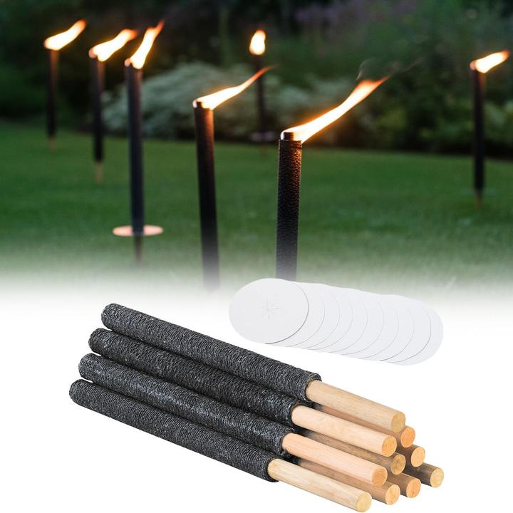 Actual product image H & S Collection Wax torches with wooden handle and hand protection plate