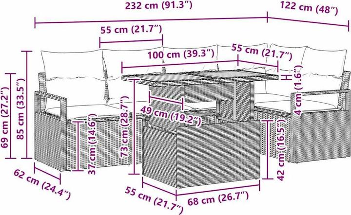 Produktbild vidaXL Garten Sofaset (100 x 55 x 73 cm)