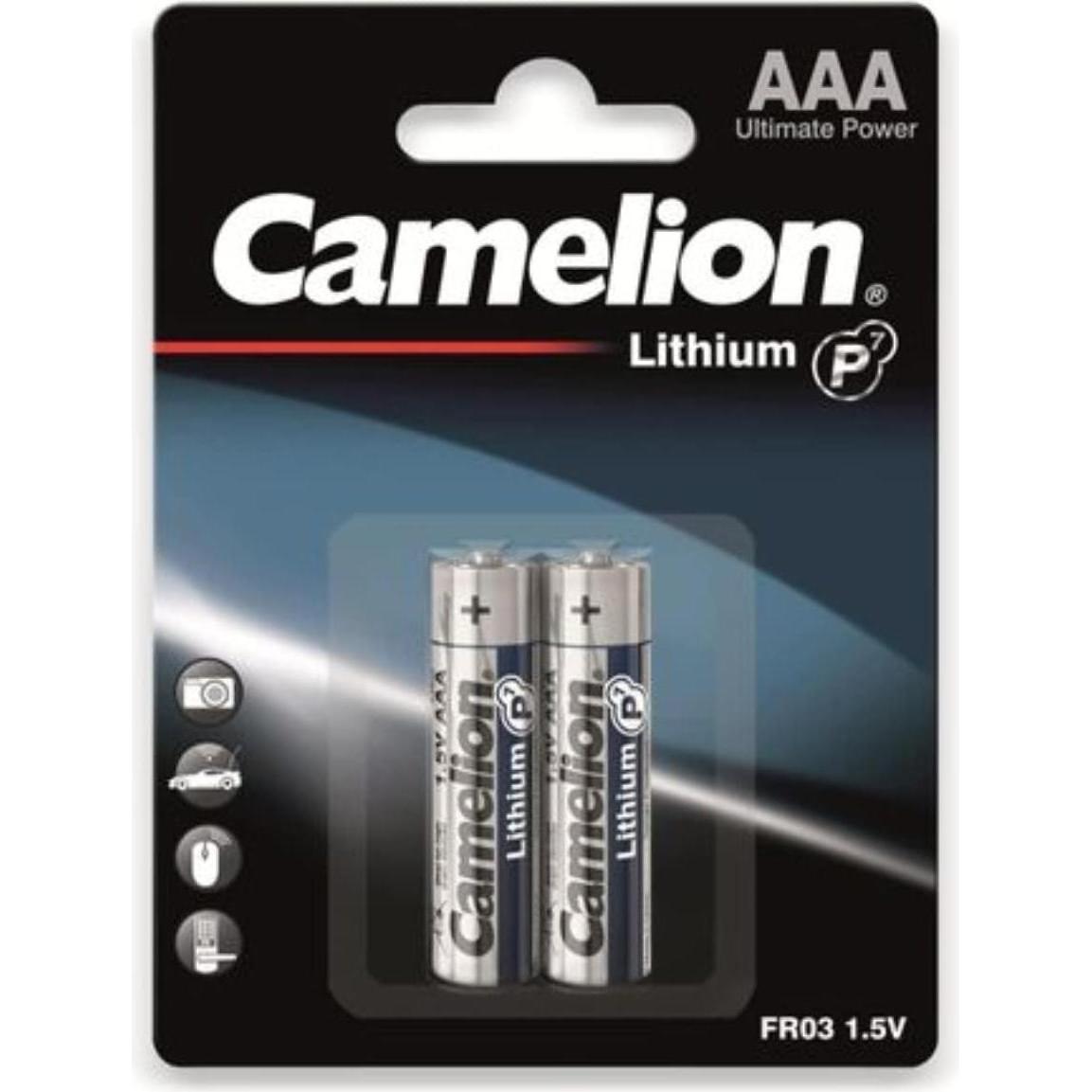 Camelion 19000203 - Batterien Lithium P7 AAA / FR03, 2 Stück, Kapazität 1100 mAh, leistungsstarke Ei (2 Stk., AAA, 1050 ...