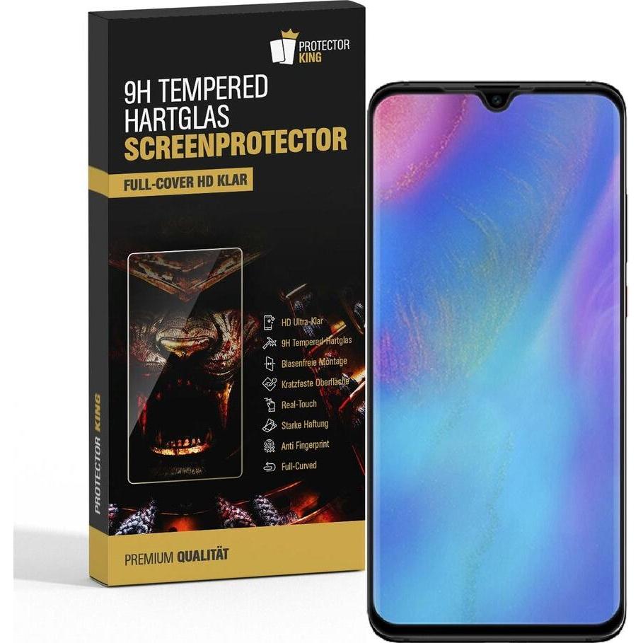 Protectorking 2x echtes Tempered 9H Panzerhartglas 3D KLAR (2 Stück, Huawei P30), Smartphone Schutzfolie