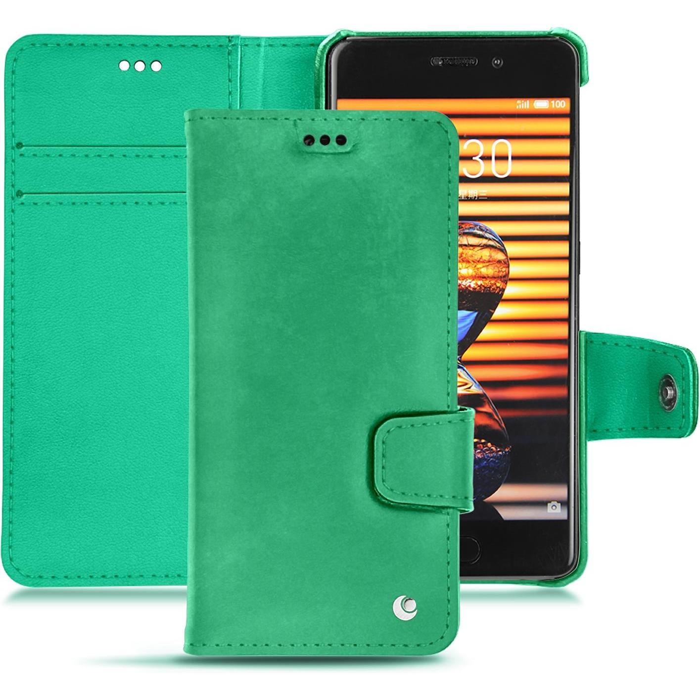Noreve Lederschutzhülle Wallet (Meizu Pro 7 Plus), Smartphone Hülle, Grün