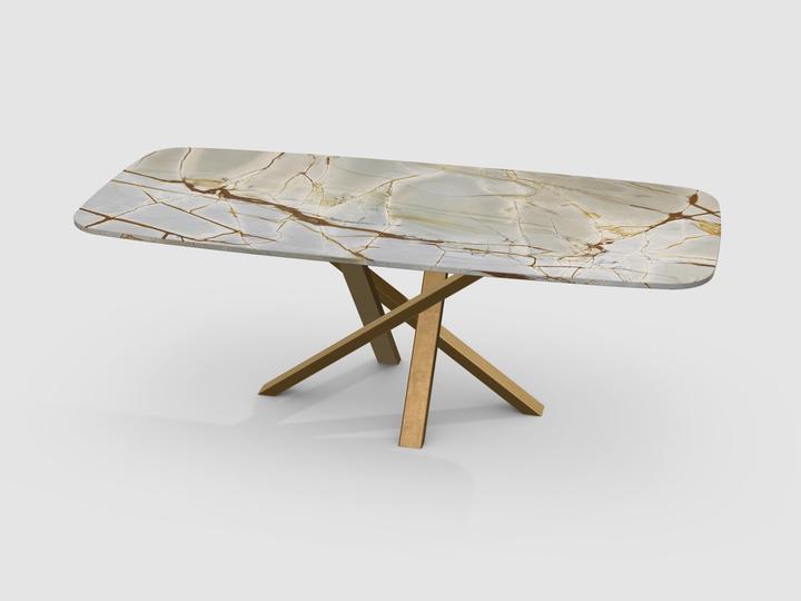 Produktbild Hans Eisenring Esstisch Bootsform Blue Roma, Gestell Bronze (210 x 90 x 72 cm)
