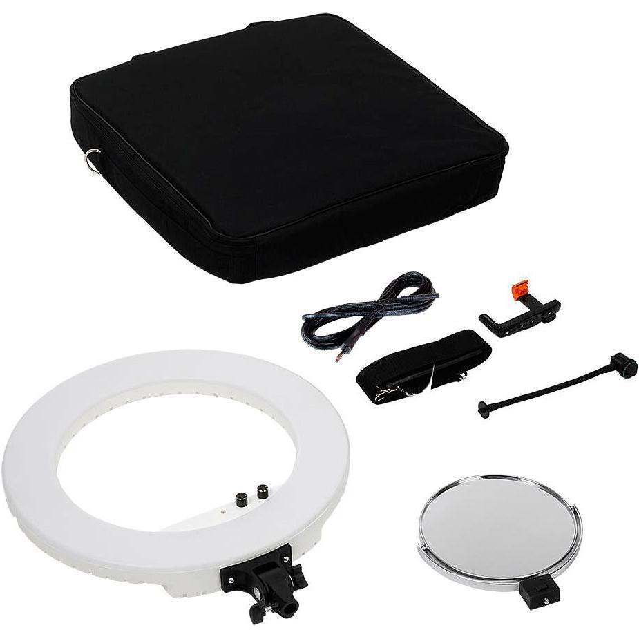 Caruba Vlogger 18 Zoll rund LED Set PRO mit Tasche Weiss, Dauerlicht, Weiss