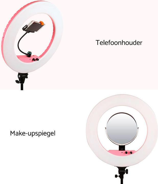 Actual product image Caruba Vlogger 18 inch round LED, Economy Set with bag Pink (Ring light)