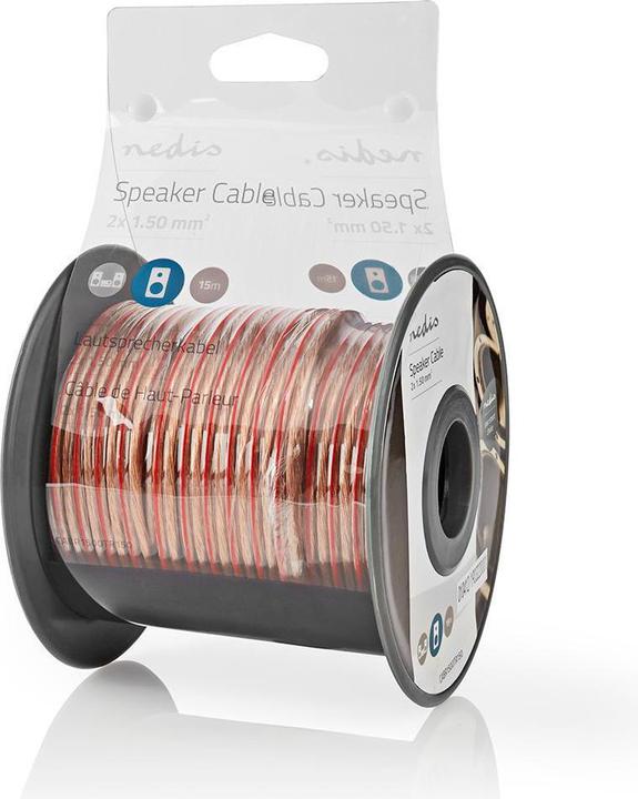 Productafbeelding Nedis Luidsprekerkabel - Rol - 15 M - 2X 1,50 mm2 - Transparant (15 m, 2 mm²)
