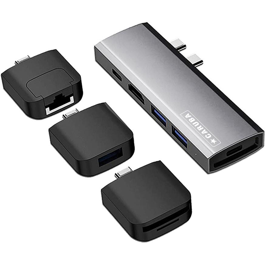 Caruba multifunktionel 9 in 1 USB C Hub Space Grau (USB-C), Speicherkartenlesegerät, Grau