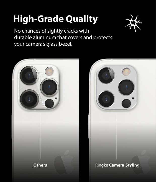 Produktbild Ringke iPhone 12 Pro/12 Pro Max Camera Styling camera island protector Silver (1 Stk., Apple iPhone 12 Pro, Apple iPhone 12 Pro Max)