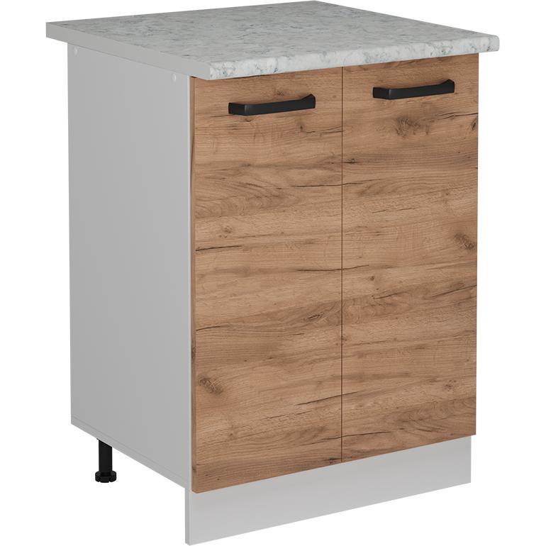 Vicco, Regal, Küchenunterschrank R-Line, Goldkraft Eiche/Weiss, 60 cm AP Marmor