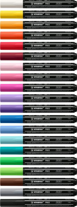 Produktbild STABILO Free Acrylic (Blue, Black, White, Pink, 3 mm, 5 x)