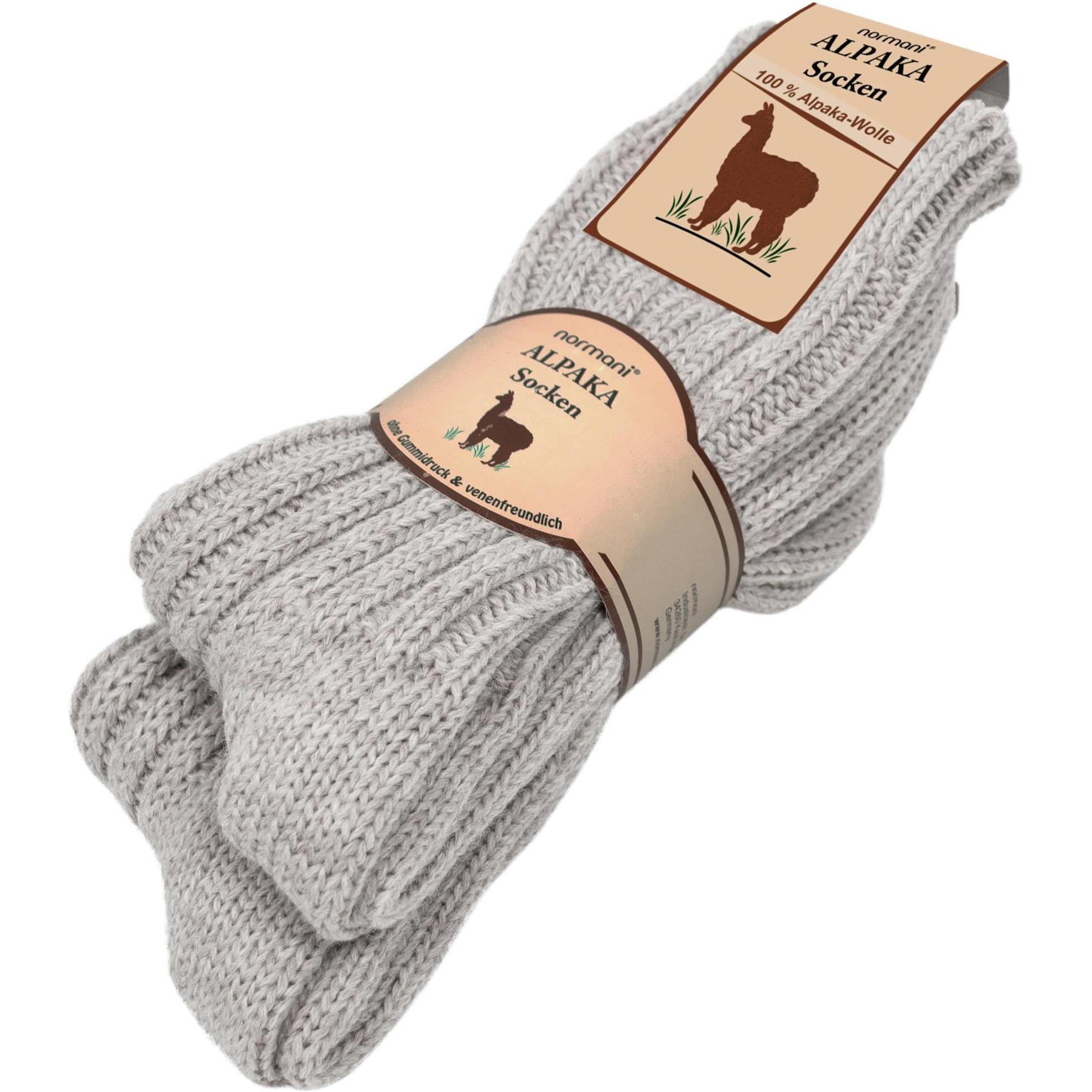 Normani, Herren, Socken, 2 Paar Alpaka-Socken mit Wolle, Grau, (2er Pack, 47 - 50)