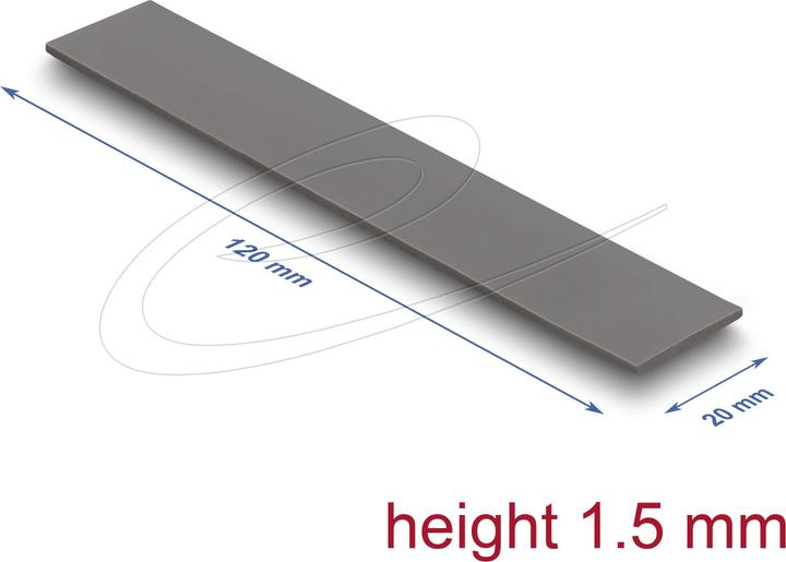 Actual product image Delock Wärmeleitpad 120 x 20 x 1,5 mm für M.2 Module 3,2 W/m (1.50 mm, 3.20 W/m K)