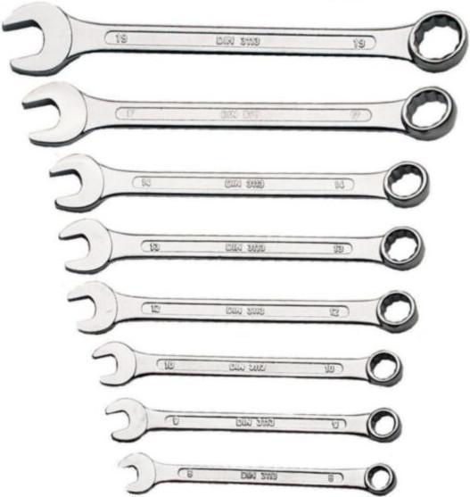 Produktbild Mannesmann Gabel-Ringschlüsselsatz (10 mm, 12 mm, 13 mm, 14 mm, 17 mm, 19 mm, 8 mm, 9 mm)