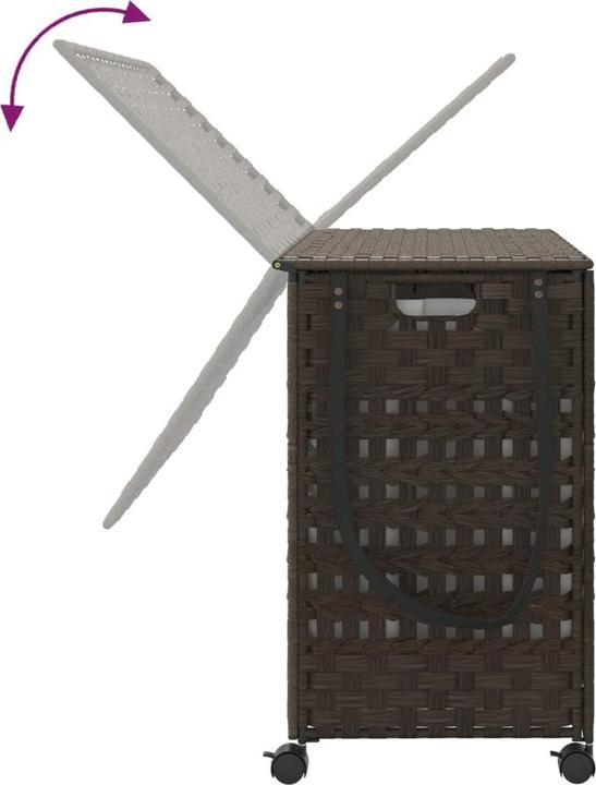 Produktbild vidaXL Wäschekorb mit Rollen Dunkelbraun 66x35x60 cm