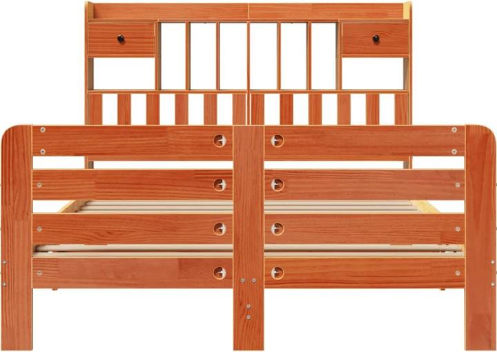 Produktbild vidaXL Massivholzbett Holzbett Bett mit Regal ohne Matratze Weiss 180x200cm (180 x 200 cm)