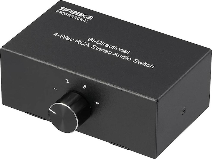 SpeaKa Professional 1+4 Port Cinch-Audio-Switch mit Audio-Ports