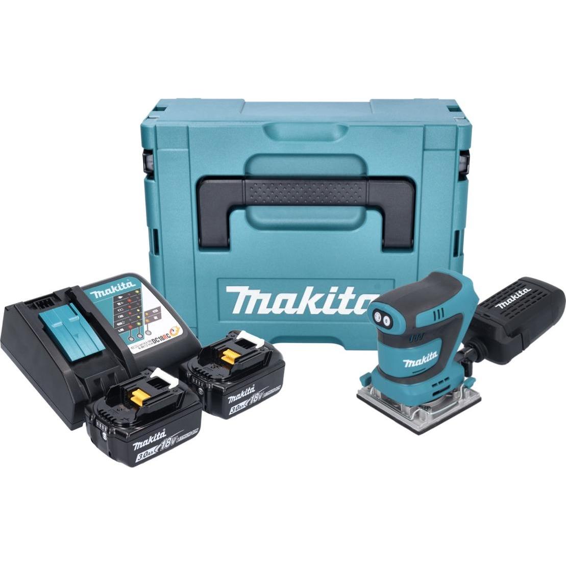 Thumbnail - Makita, Schleifmaschine + Poliermaschine, DBO 484 RFJ Akku Schwingschleifer 18 V 112 x 102 mm + 2x Akku 3,0 Ah + Ladeger...