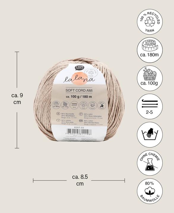 Actual product image Lalana Soft Cord Ami (180 m)
