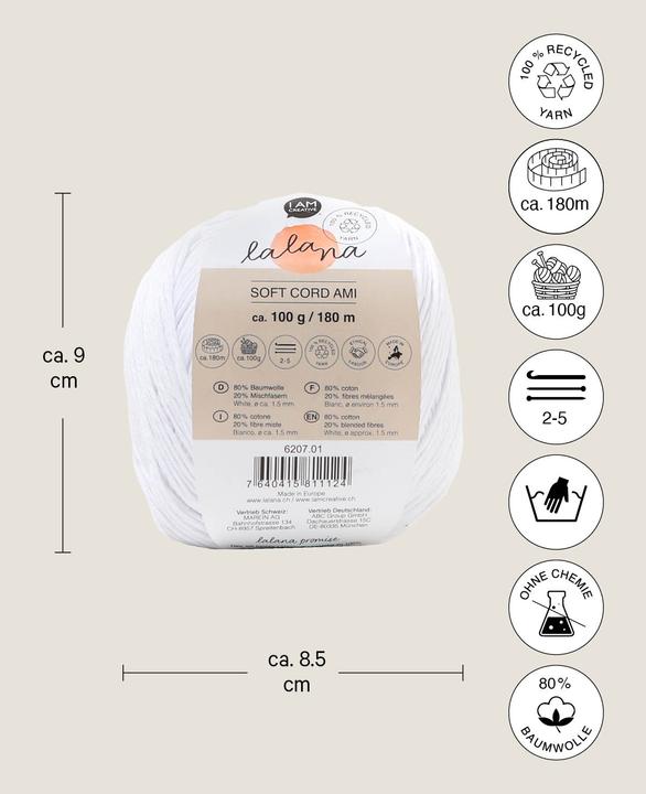 Actual product image Lalana Soft Cord Ami (180 m)