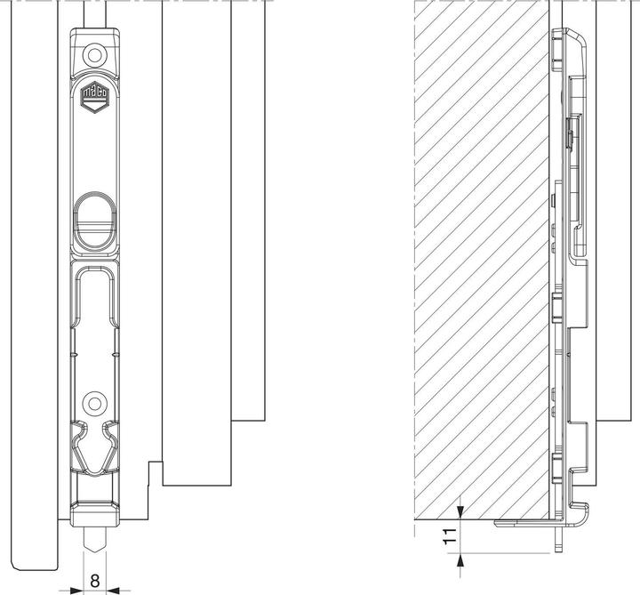 Produktbild Maco Kantriegel unten, Euronut, L=170 mm, silber (52504)