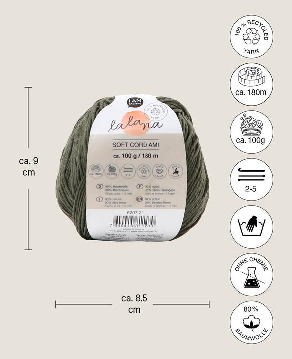 Actual product image Lalana Soft Cord Ami (180 m)