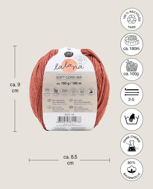 Actual product image Lalana Soft Cord Ami (180 m)