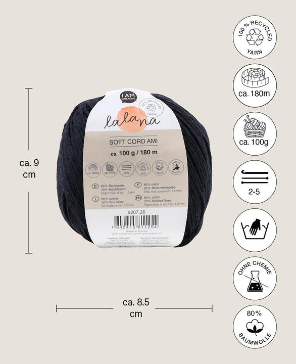 Actual product image Lalana Soft Cord Ami (180 m)