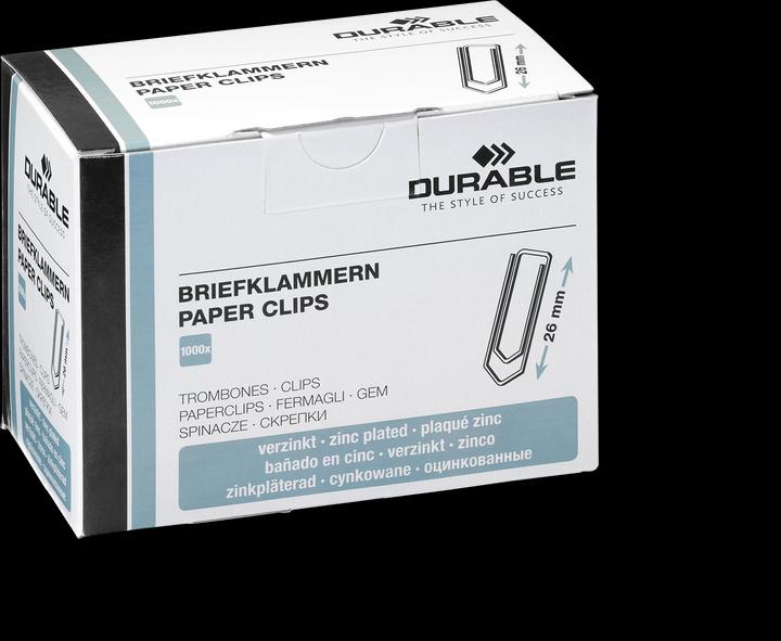 Actual product image Durable Paperclips galvanized, pointed, 26mm (1000 x)
