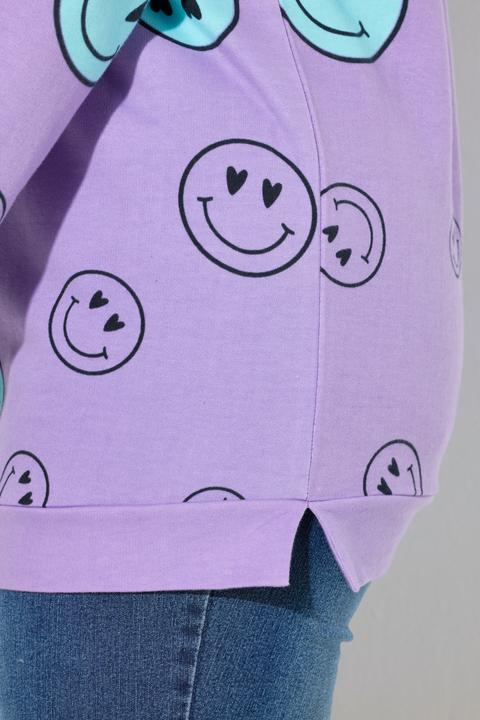 Image du produit Angel of Style Sweat-shirt oversize à manches longues, imprimé Smileys et dégradé de couleurs (50)