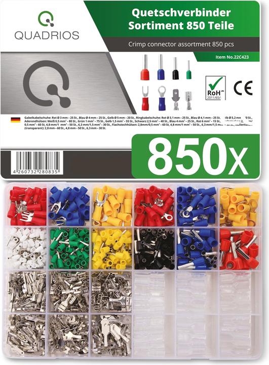 Quadrios 22C423 Crimp connector assortment 0.5 mm² 6 mm² Red, Blue, Yellow, Green, White, Transparent 1 set